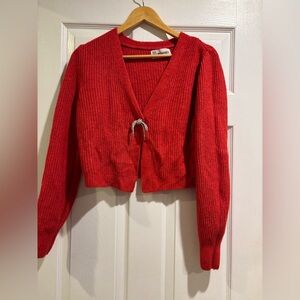 No Boundaries Red V-Neck Cardigan